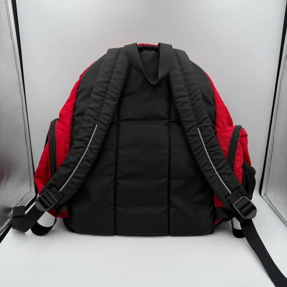 L.L.Bean Kids Backpack Red Black Shark Embroidery Multiple Compartments